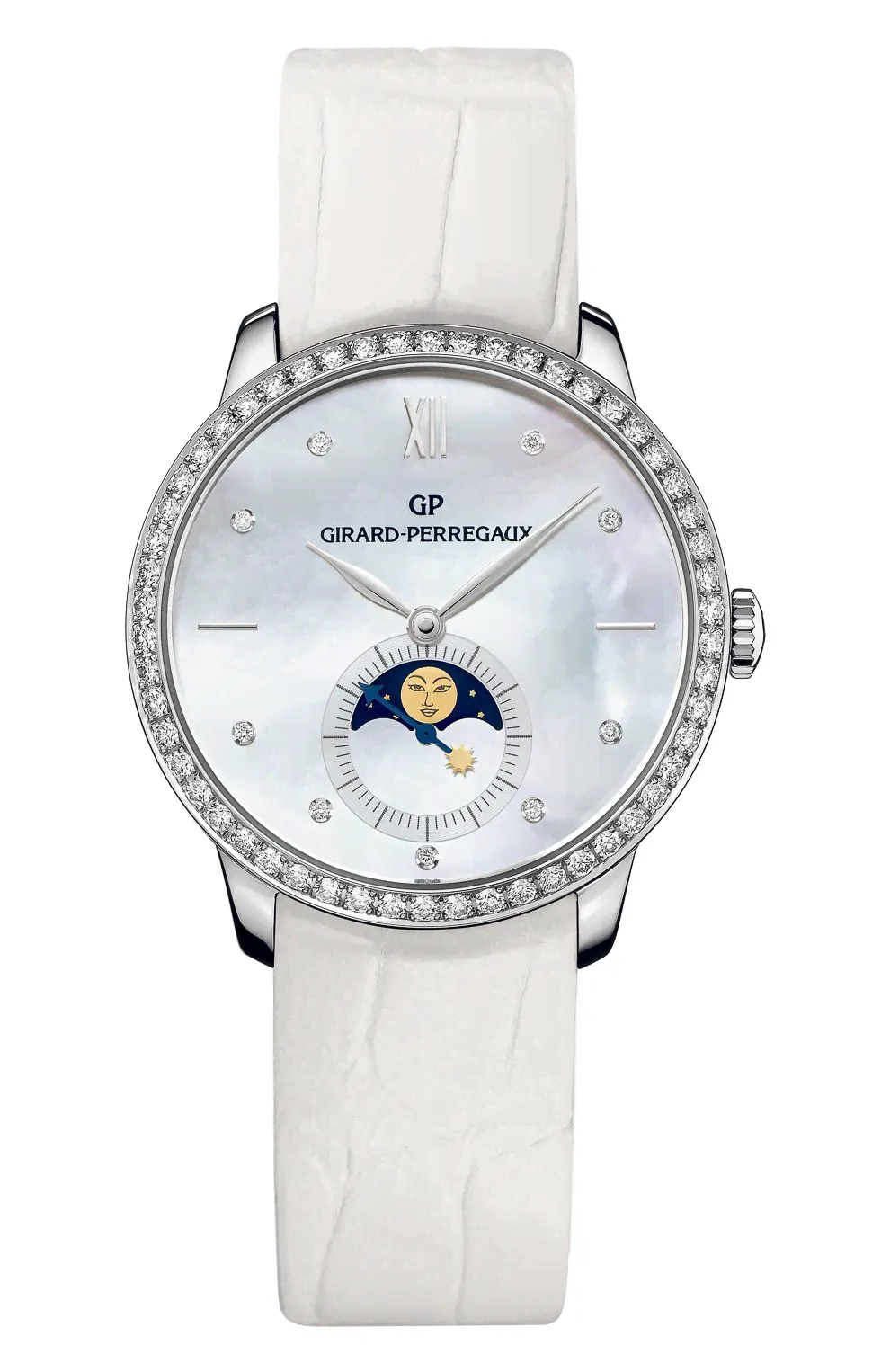 Швейцарские Женские Часы Girard-Perregaux White Gold Moon Phase Pearl
